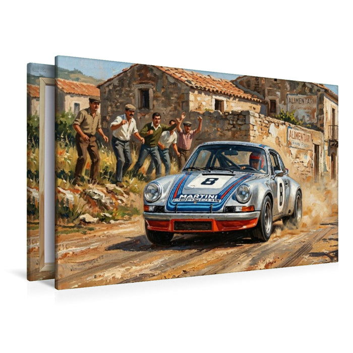 Premium Textil-Leinwand Herbert Müller und Gijs van Lennep - Sieger der Targa Florio 1973