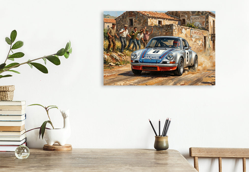 Premium Textil-Leinwand Herbert Müller und Gijs van Lennep - Sieger der Targa Florio 1973