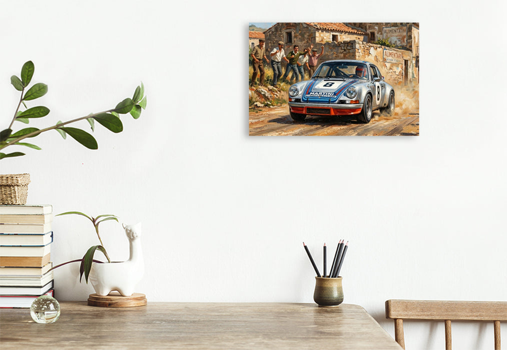 Premium Textil-Leinwand Herbert Müller und Gijs van Lennep - Sieger der Targa Florio 1973