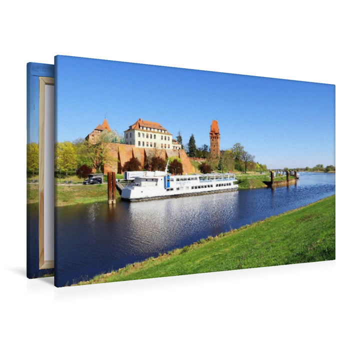 Premium Textil-Leinwand Tangermünde, Kaiserstadt an Elbe und Tanger