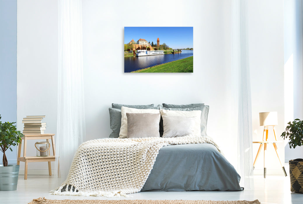 Premium Textil-Leinwand Tangermünde, Kaiserstadt an Elbe und Tanger