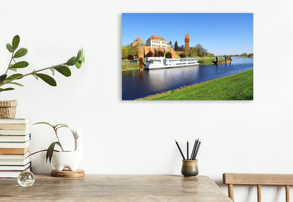 Premium Textil-Leinwand Tangermünde, Kaiserstadt an Elbe und Tanger