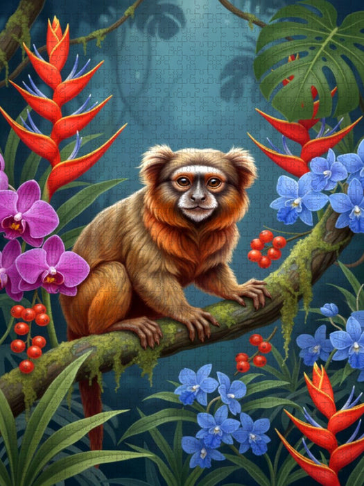 Tamarin Affe zwischen Blüten - CALVENDO Foto-Puzzle'