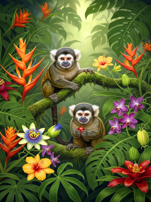 Zwergpinselohräffchen zwischen Blüten - CALVENDO Foto-Puzzle'