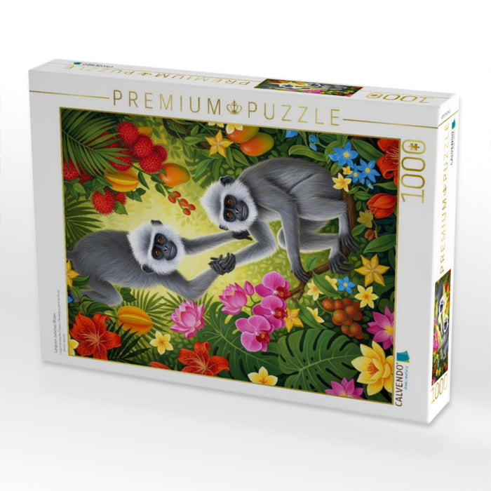 Languren zwischen Blüten - CALVENDO Foto-Puzzle'