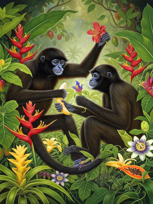Klammeraffen zwischen Blüten - CALVENDO Foto-Puzzle'