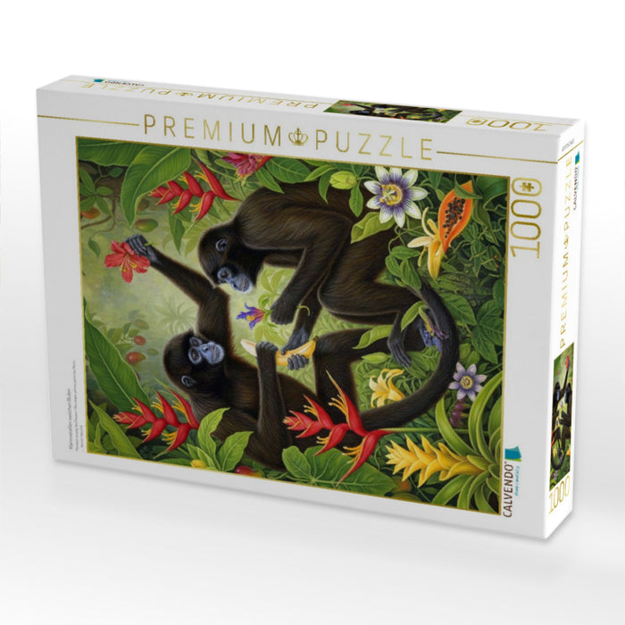 Klammeraffen zwischen Blüten - CALVENDO Foto-Puzzle'