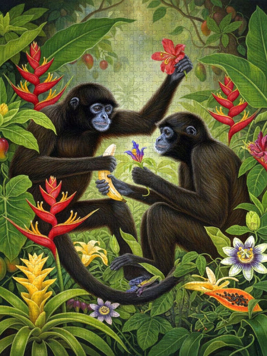 Klammeraffen zwischen Blüten - CALVENDO Foto-Puzzle'