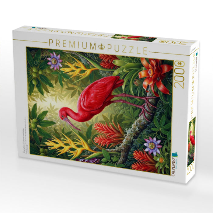 Scharlachibis zwischen bunten Blüten - CALVENDO Foto-Puzzle'