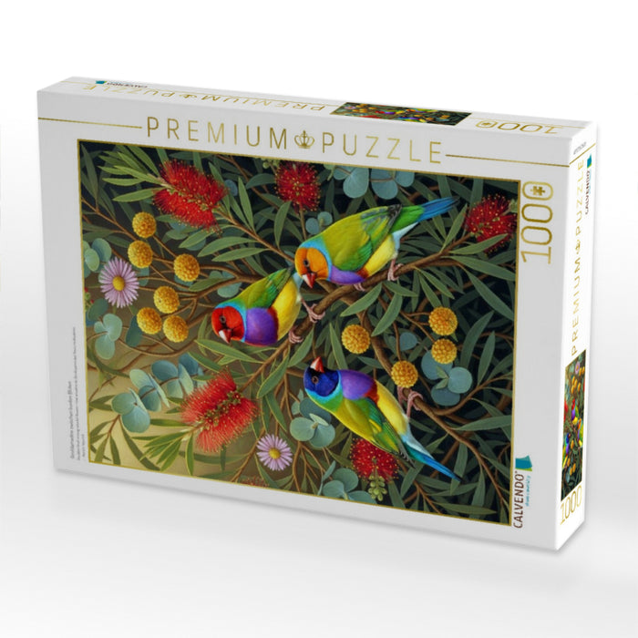 Gouldamadine zwischen bunten Blüten - CALVENDO Foto-Puzzle'