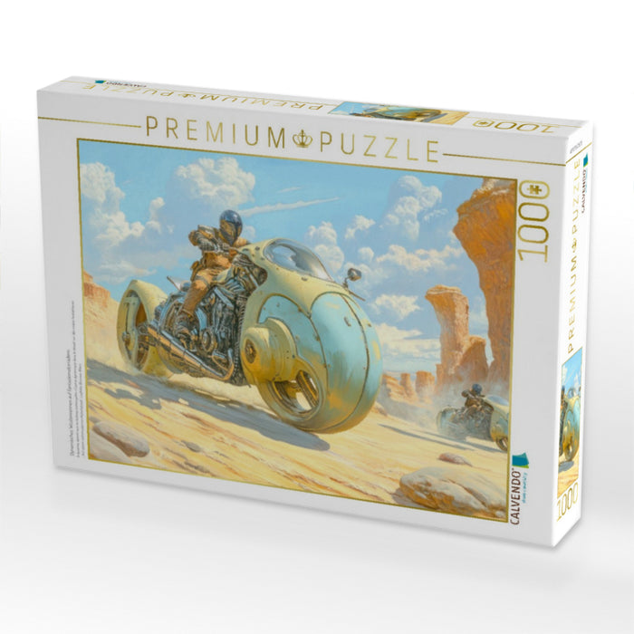 Dynamisches Wüstenrennen auf Fantasiemotorrädern - CALVENDO Foto-Puzzle'