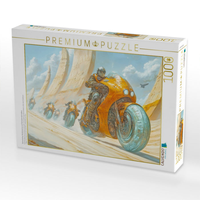 Dynamisches Wüstenrennen auf Fantasiemotorrädern - CALVENDO Foto-Puzzle'