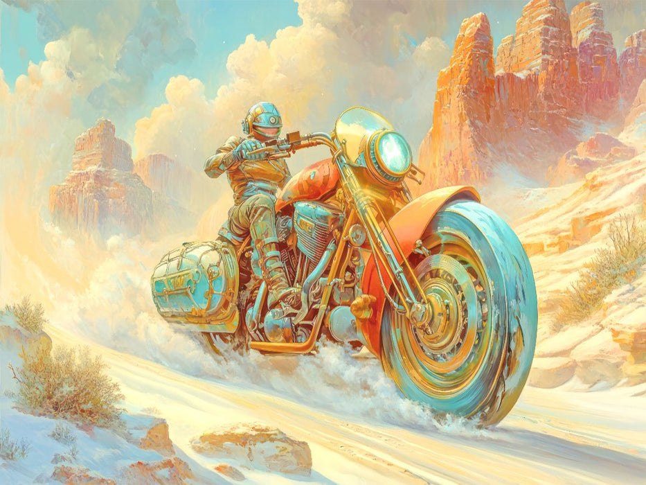 Dynamisches Wüstenrennen auf Fantasiemotorrädern - CALVENDO Foto-Puzzle'