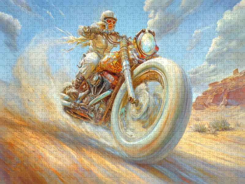 Dynamisches Wüstenrennen auf Fantasiemotorrädern - CALVENDO Foto-Puzzle'