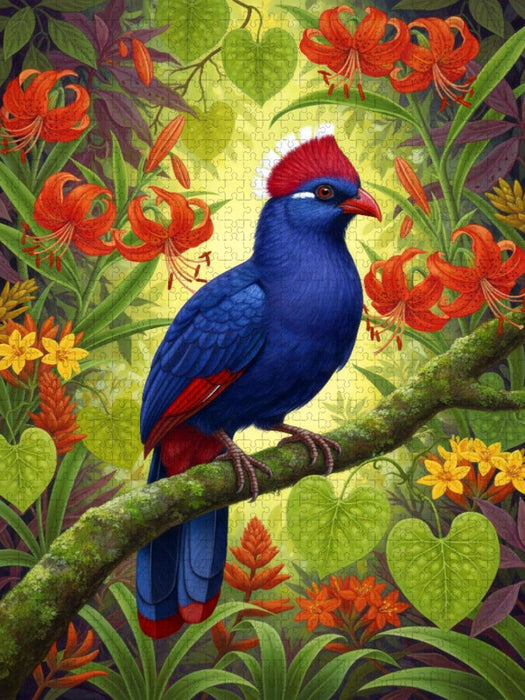 Turako zwischen bunten Blüten - CALVENDO Foto-Puzzle'
