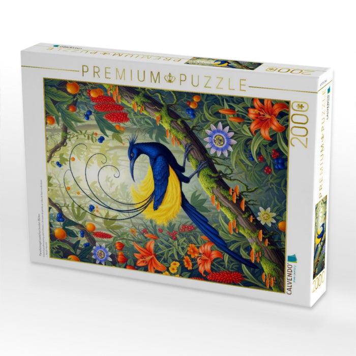 Paradiesvogel zwischen bunten Blüten - CALVENDO Foto-Puzzle'