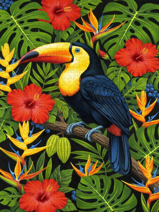 Tukan zwischen bunten Blüten - CALVENDO Foto-Puzzle'