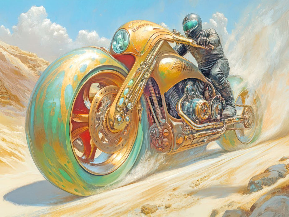 Dynamisches Wüstenrennen auf Fantasiemotorrädern - CALVENDO Foto-Puzzle'