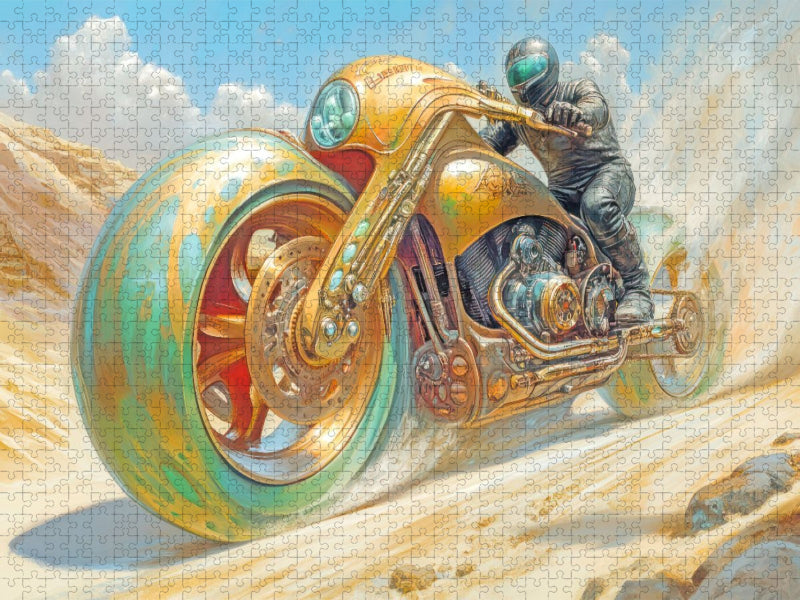 Dynamisches Wüstenrennen auf Fantasiemotorrädern - CALVENDO Foto-Puzzle'