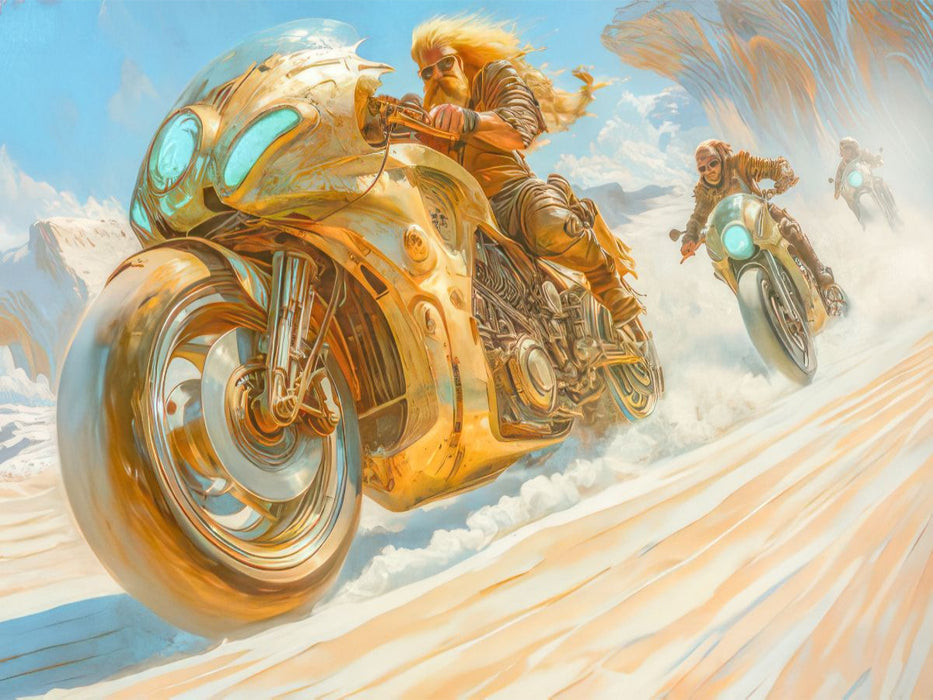Dynamisches Wüstenrennen auf Fantasiemotorrädern - CALVENDO Foto-Puzzle'
