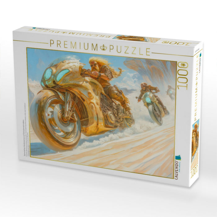Dynamisches Wüstenrennen auf Fantasiemotorrädern - CALVENDO Foto-Puzzle'