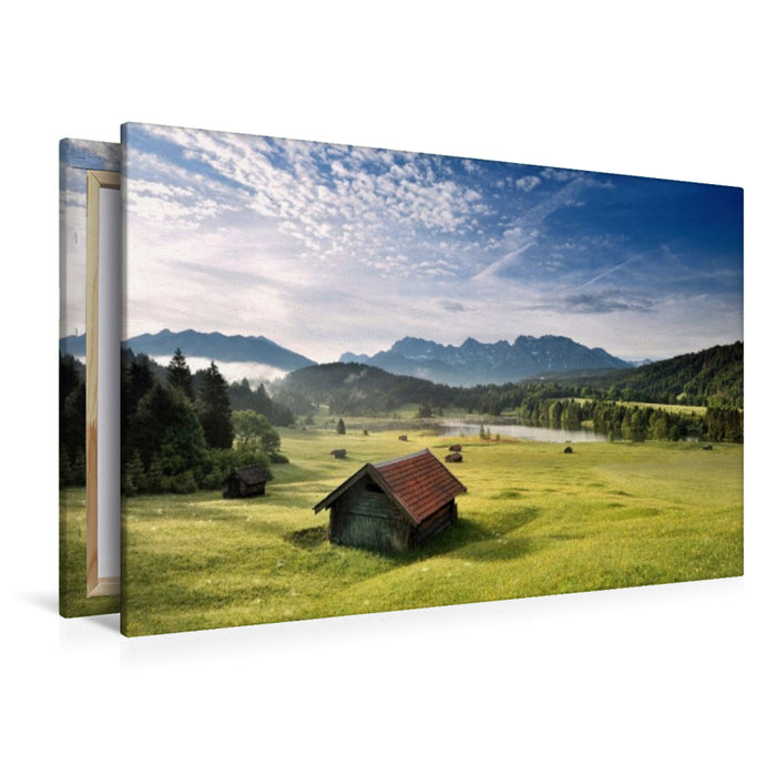Premium Textil-Leinwand Alpenidylle am Geroldsee