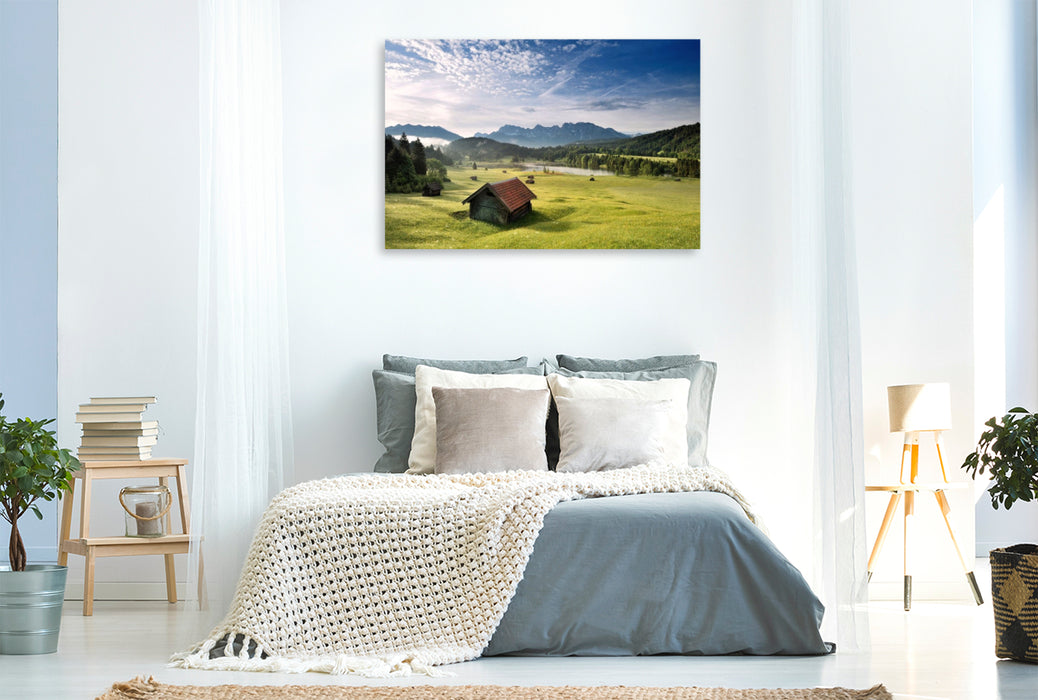 Premium Textil-Leinwand Alpenidylle am Geroldsee