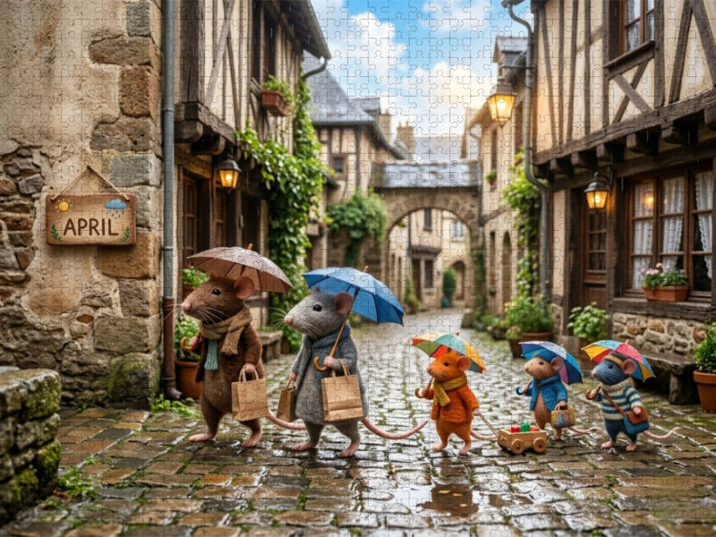 Aprilspaziergang im Mäusestädtchen - CALVENDO Foto-Puzzle'