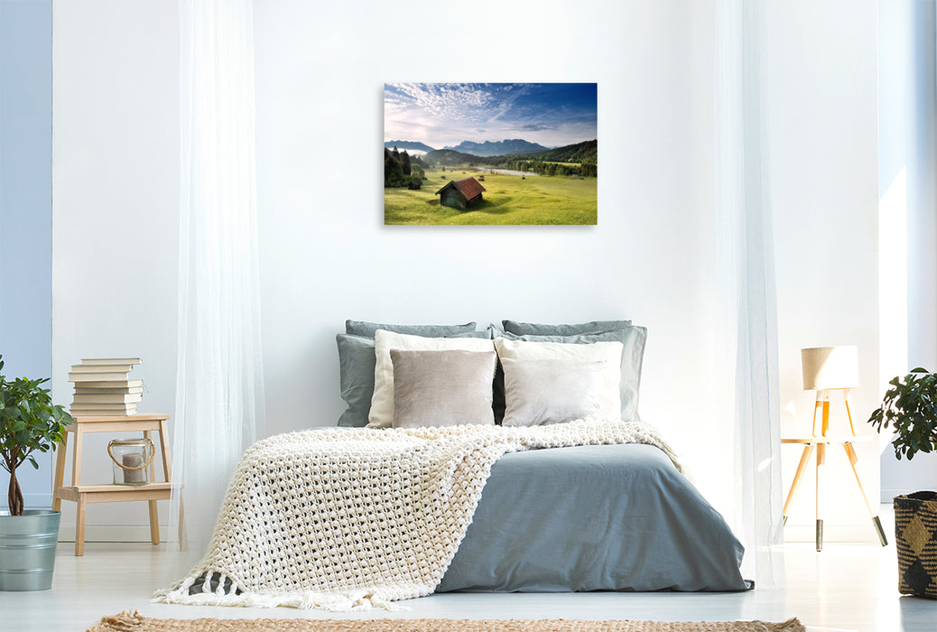 Premium Textil-Leinwand Alpenidylle am Geroldsee