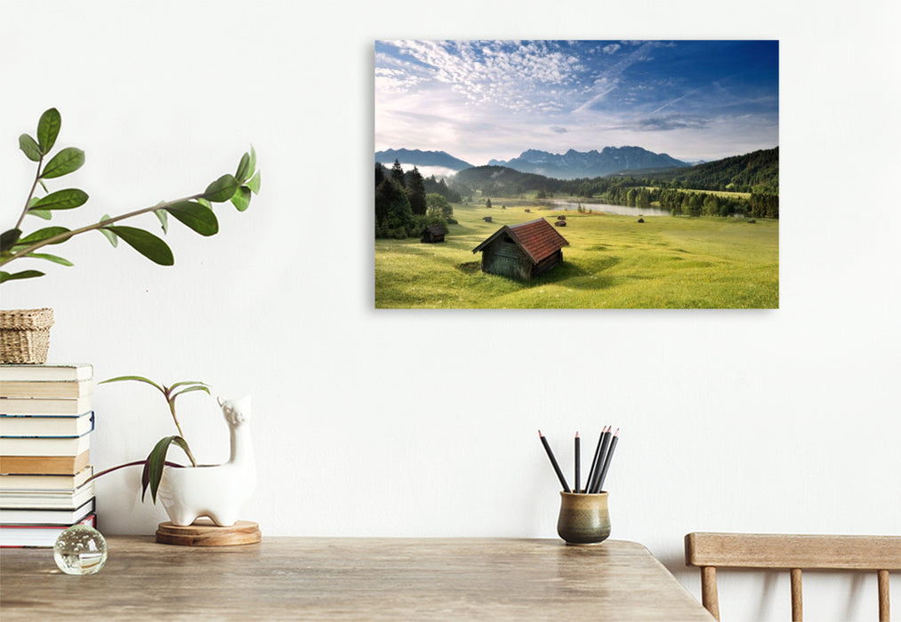 Premium Textil-Leinwand Alpenidylle am Geroldsee