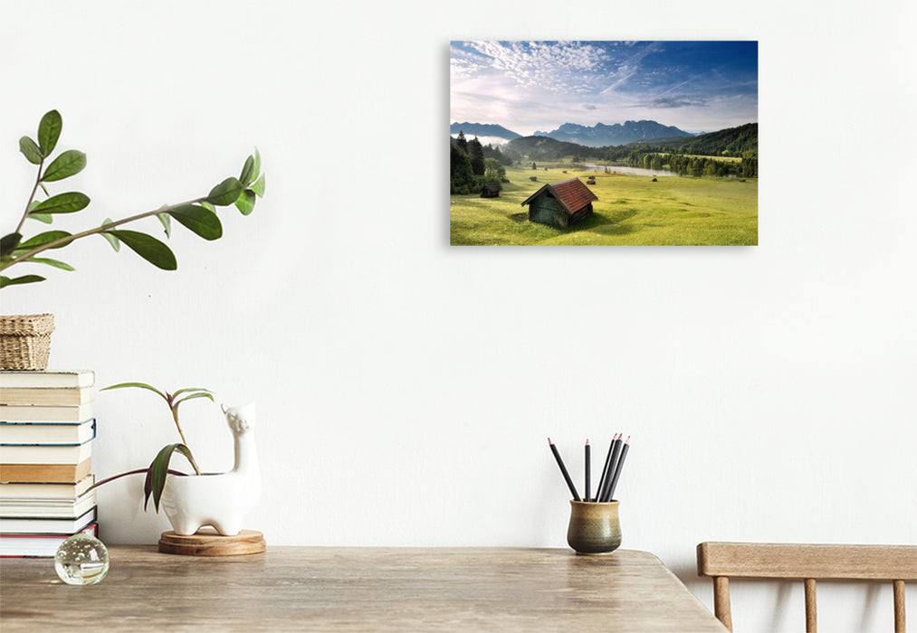 Premium Textil-Leinwand Alpenidylle am Geroldsee