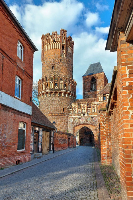 Premium Textil-Leinwand Tangermünde, Wappen am Neustädter Tor