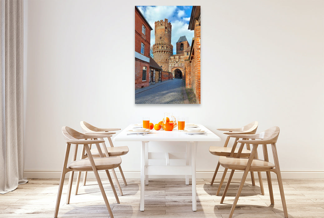Premium Textil-Leinwand Tangermünde, Wappen am Neustädter Tor