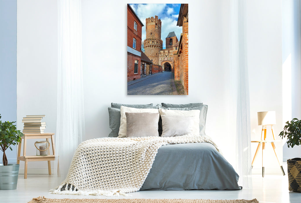 Premium Textil-Leinwand Tangermünde, Wappen am Neustädter Tor