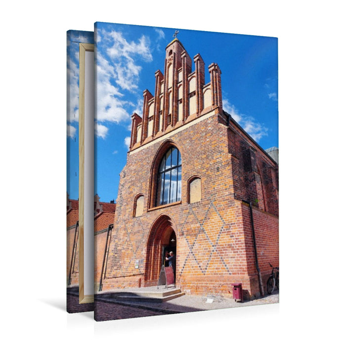 Premium Textil-Leinwand Tangermünde, Salzkirche im Zollensteig