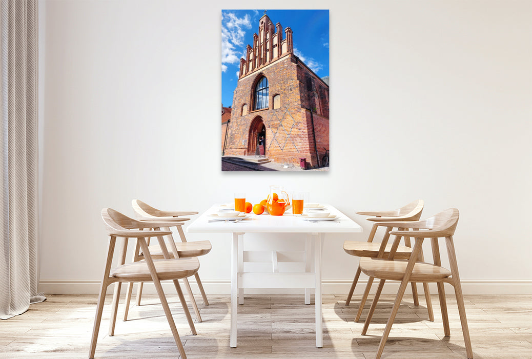 Premium Textil-Leinwand Tangermünde, Salzkirche im Zollensteig