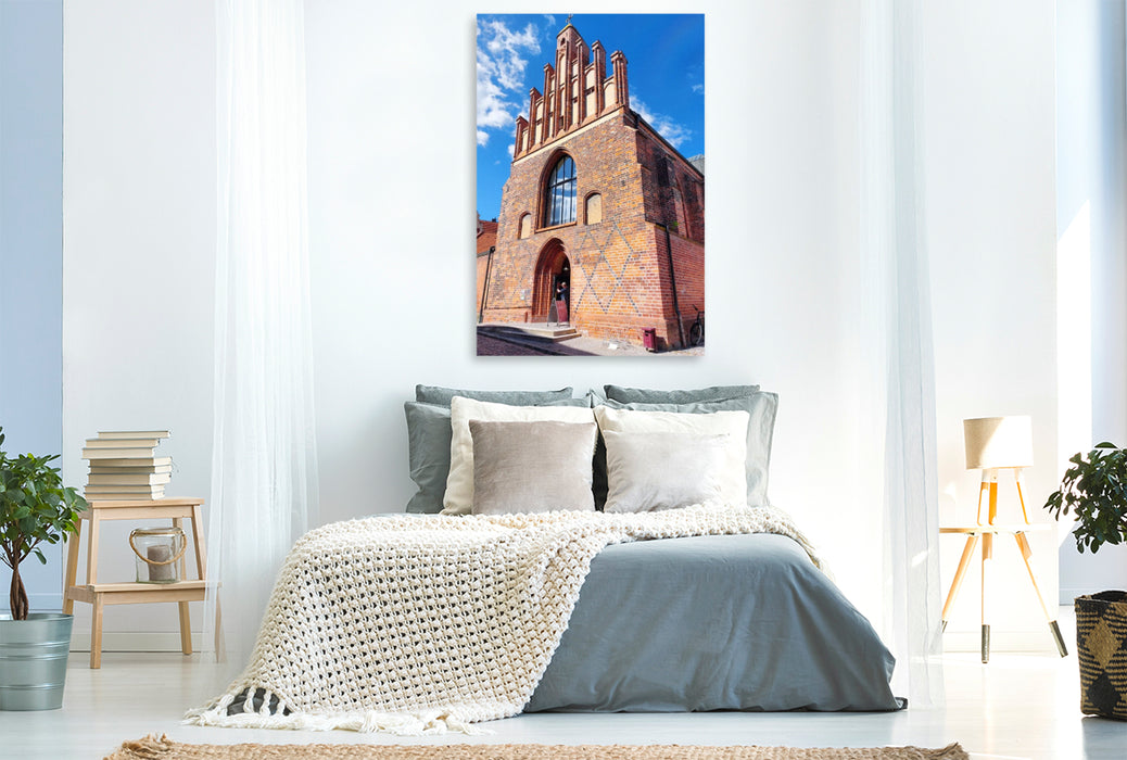 Premium Textil-Leinwand Tangermünde, Salzkirche im Zollensteig