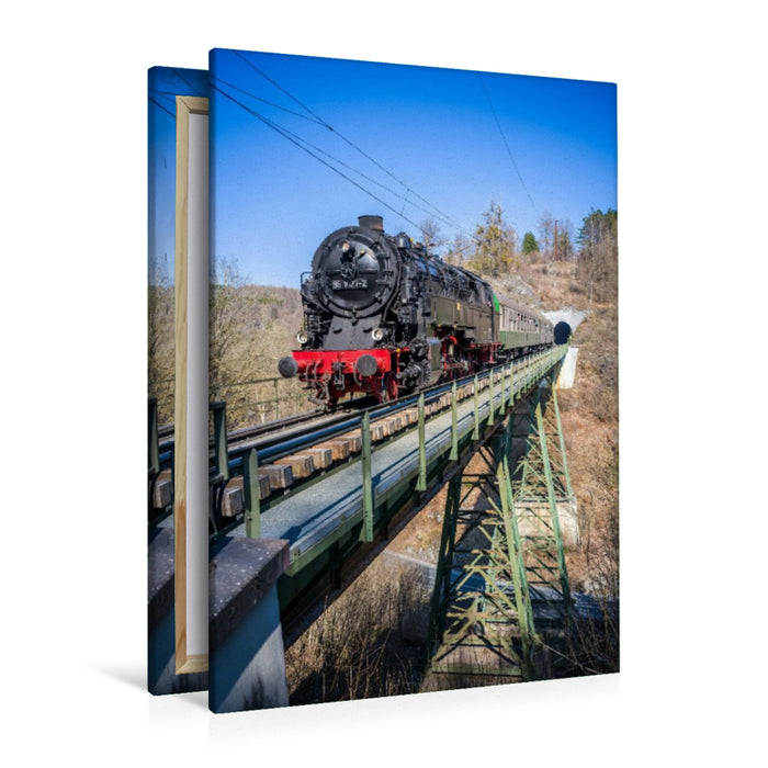 Premium Textil-Leinwand Die Rübelandbahn auf dem Kreuztalviadukt