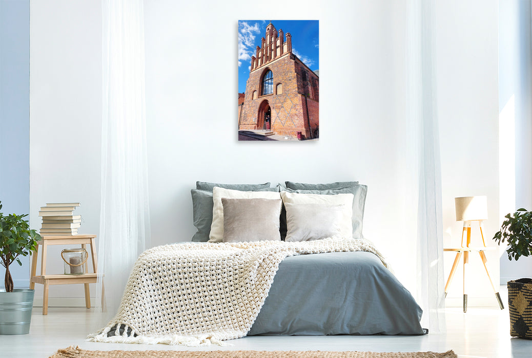 Premium Textil-Leinwand Tangermünde, Salzkirche im Zollensteig