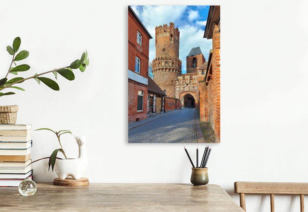 Premium Textil-Leinwand Tangermünde, Wappen am Neustädter Tor
