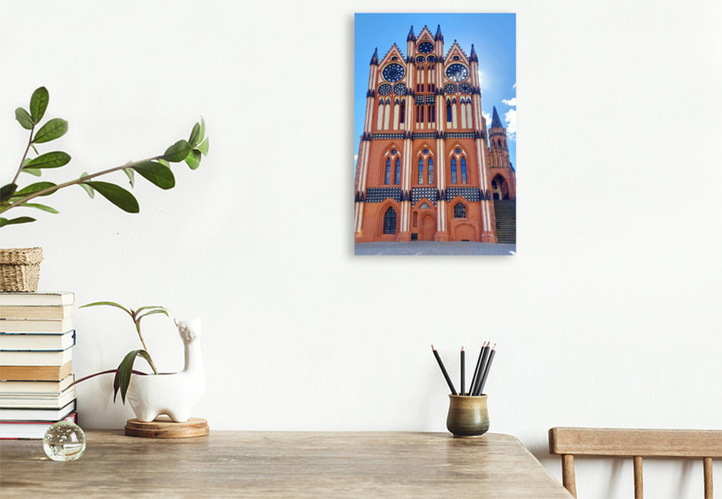 Premium Textil-Leinwand Tangermünde, Rathaus auf dem Marktplatz