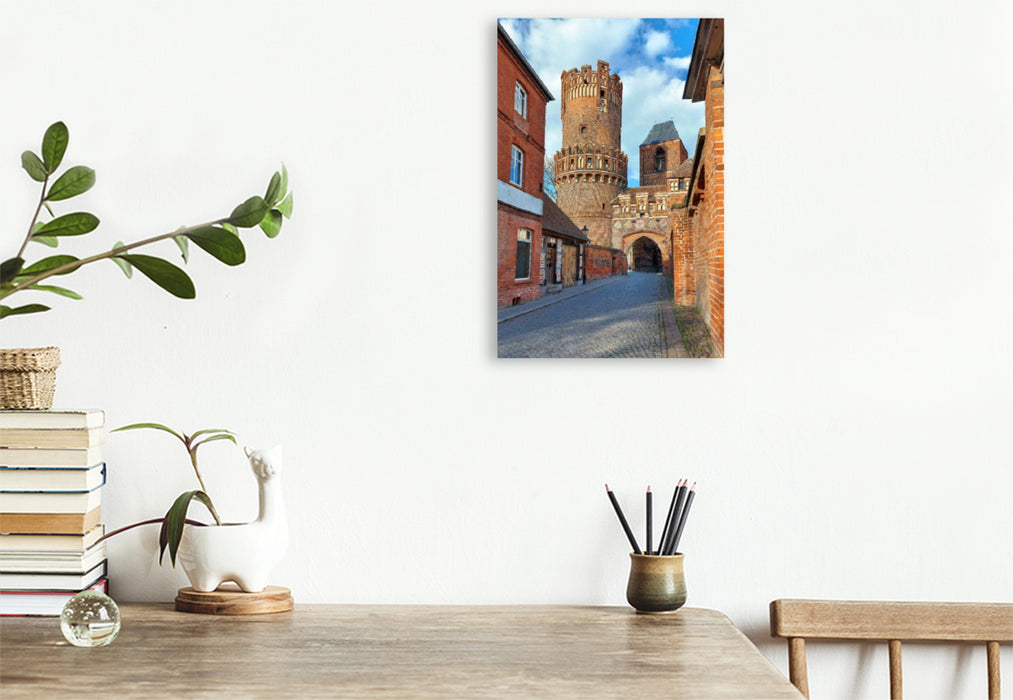 Premium Textil-Leinwand Tangermünde, Wappen am Neustädter Tor