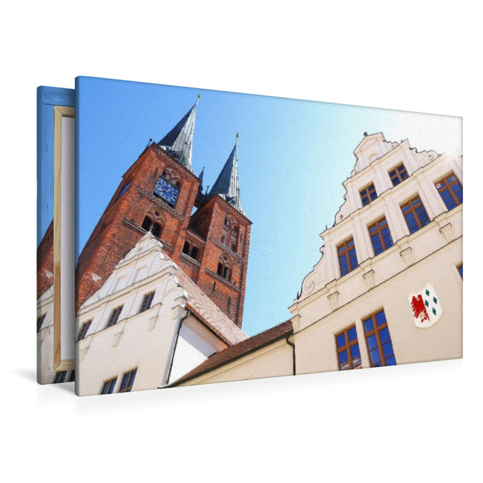Premium Textil-Leinwand Stendal, Marienkirche und Rathaus