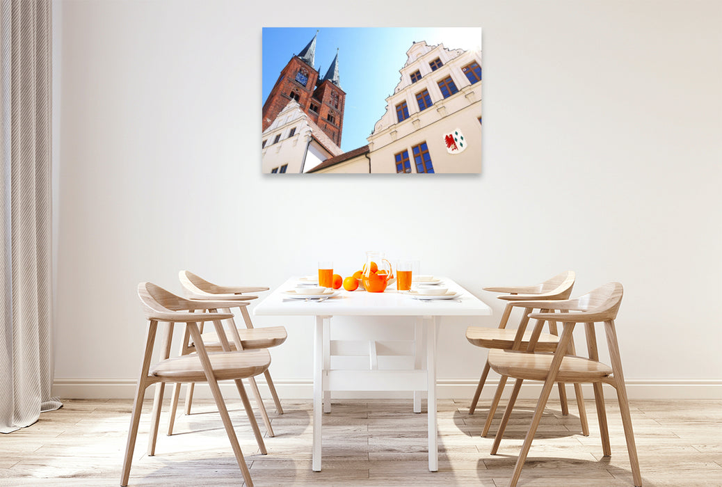 Premium Textil-Leinwand Stendal, Marienkirche und Rathaus