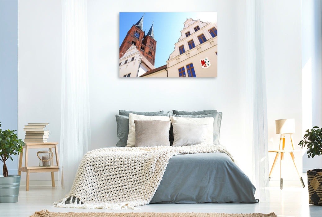 Premium Textil-Leinwand Stendal, Marienkirche und Rathaus
