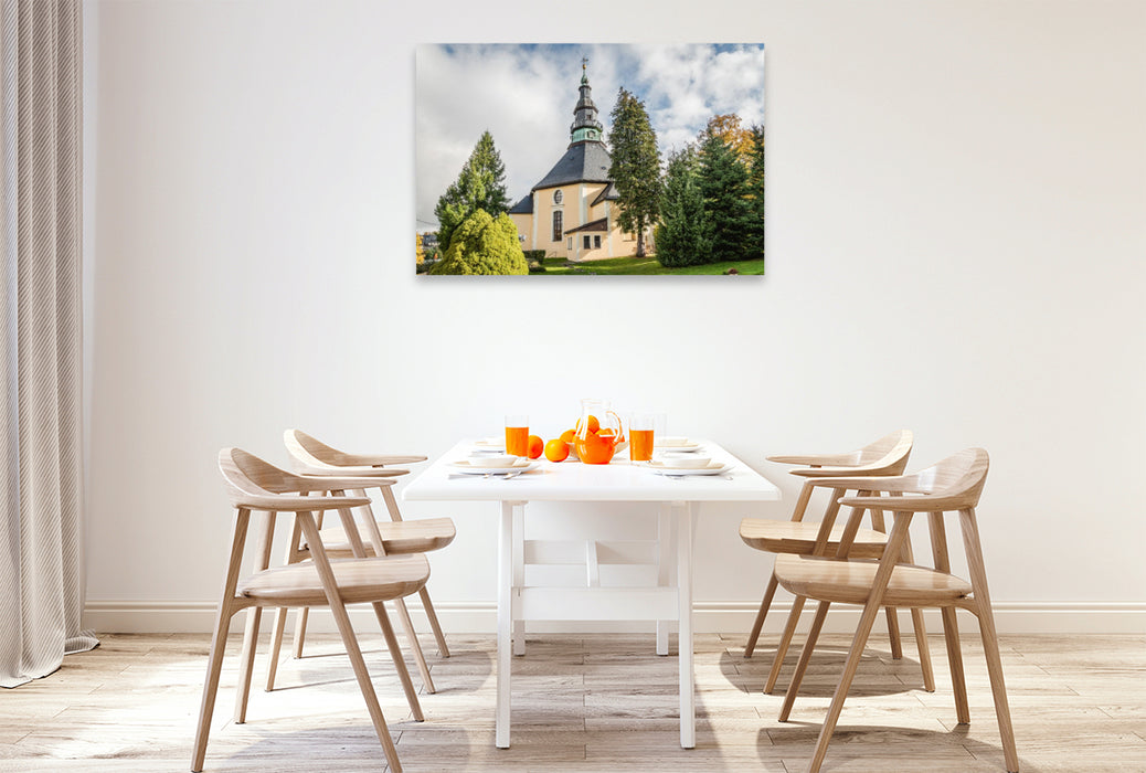 Premium Textil-Leinwand Seiffener Bergkirche