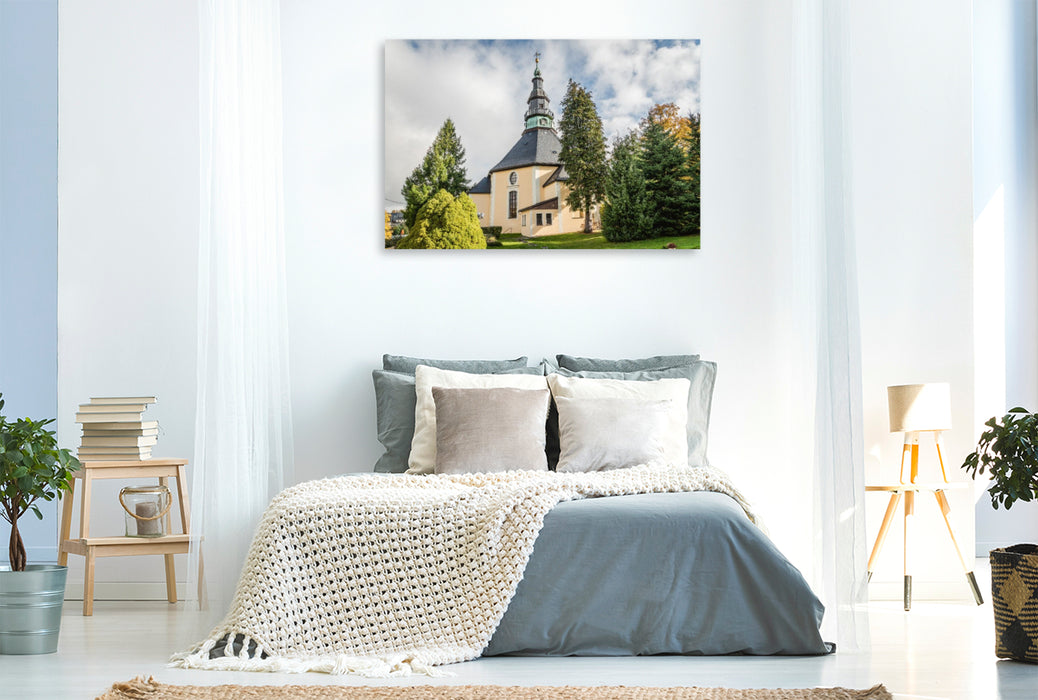 Premium Textil-Leinwand Seiffener Bergkirche