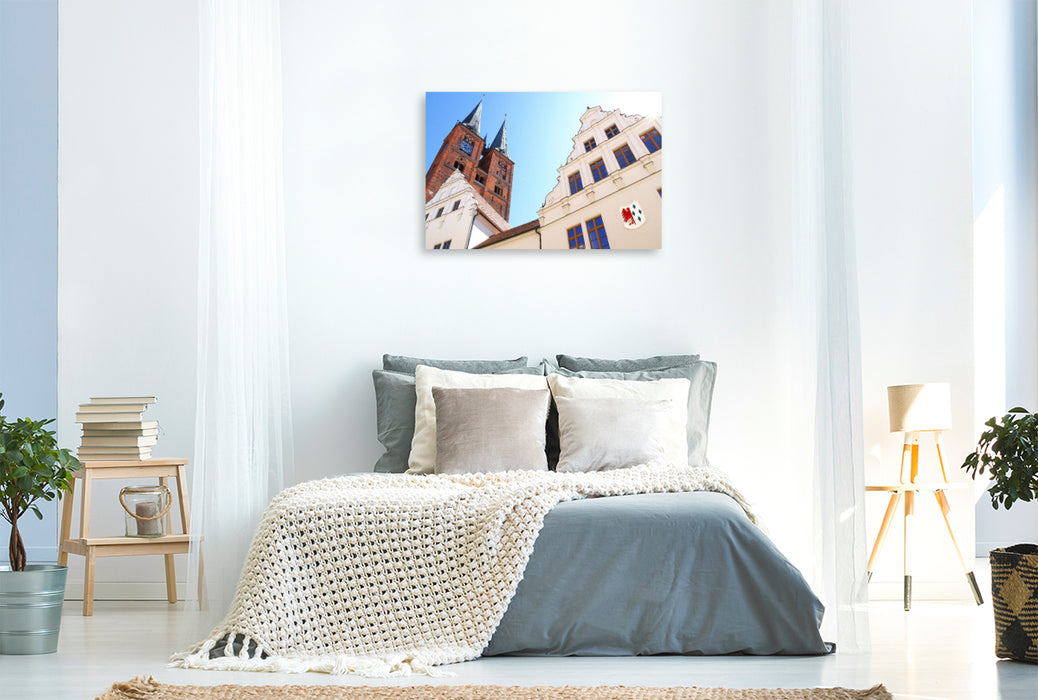 Premium Textil-Leinwand Stendal, Marienkirche und Rathaus