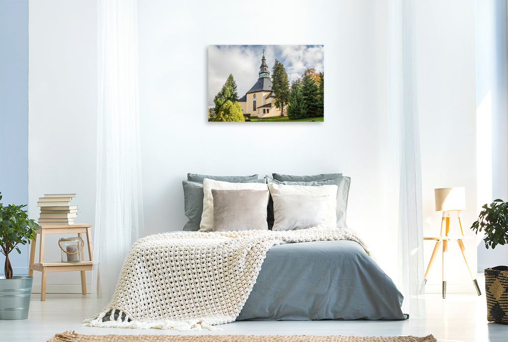 Premium Textil-Leinwand Seiffener Bergkirche