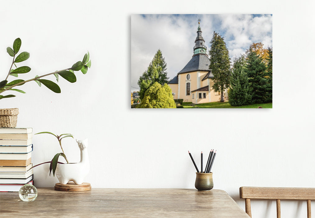 Premium Textil-Leinwand Seiffener Bergkirche